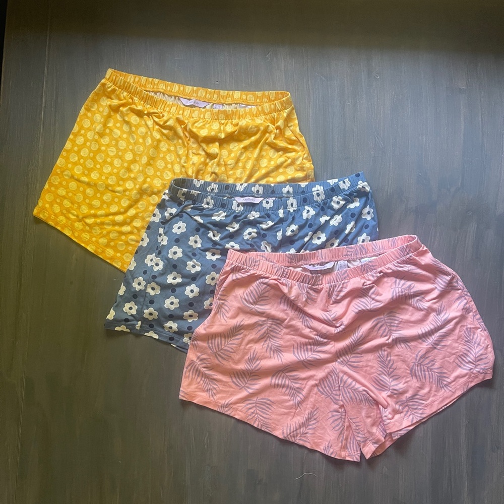 Set of Three Patterned Shorts - Yellow, Blue, Pink